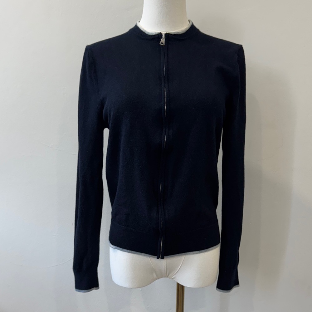Sandro Paris Wool Blend Zip-Up Sweater – Size M